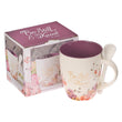 Load image into Gallery viewer, Be Still & Know Psalm 46:10 Purple Floral Ceramic Coffee Mug with Spoon