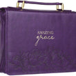 Load image into Gallery viewer, Amazing Grace Faux Leather Purple Personalized Bible Cover for Women