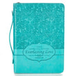 Load image into Gallery viewer, Everlasting Love Jeremiah 31:3 Turquoise Faux Leather Large Bible Cover