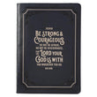 Load image into Gallery viewer, Be Strong & Courageous Black Joshua 1:9 Zippered Journal