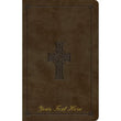 Load image into Gallery viewer, Personalized ESV Large Print Personal Size Bible TruTone Olive Celtic Cross Design