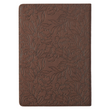 Load image into Gallery viewer, Personalized Journal Trust With All Your Heart Brown Floral Faux Leather Proverbs 3:5