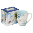 Load image into Gallery viewer, The Lord is My Strength Psalm 28:7 Blue Floral Ceramic Coffee Mug