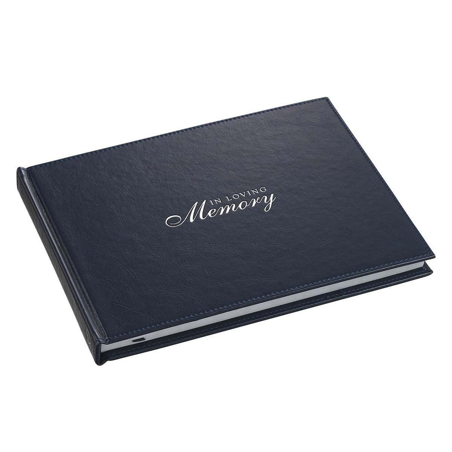 In Loving Memory Navy Faux Leather Guest Book