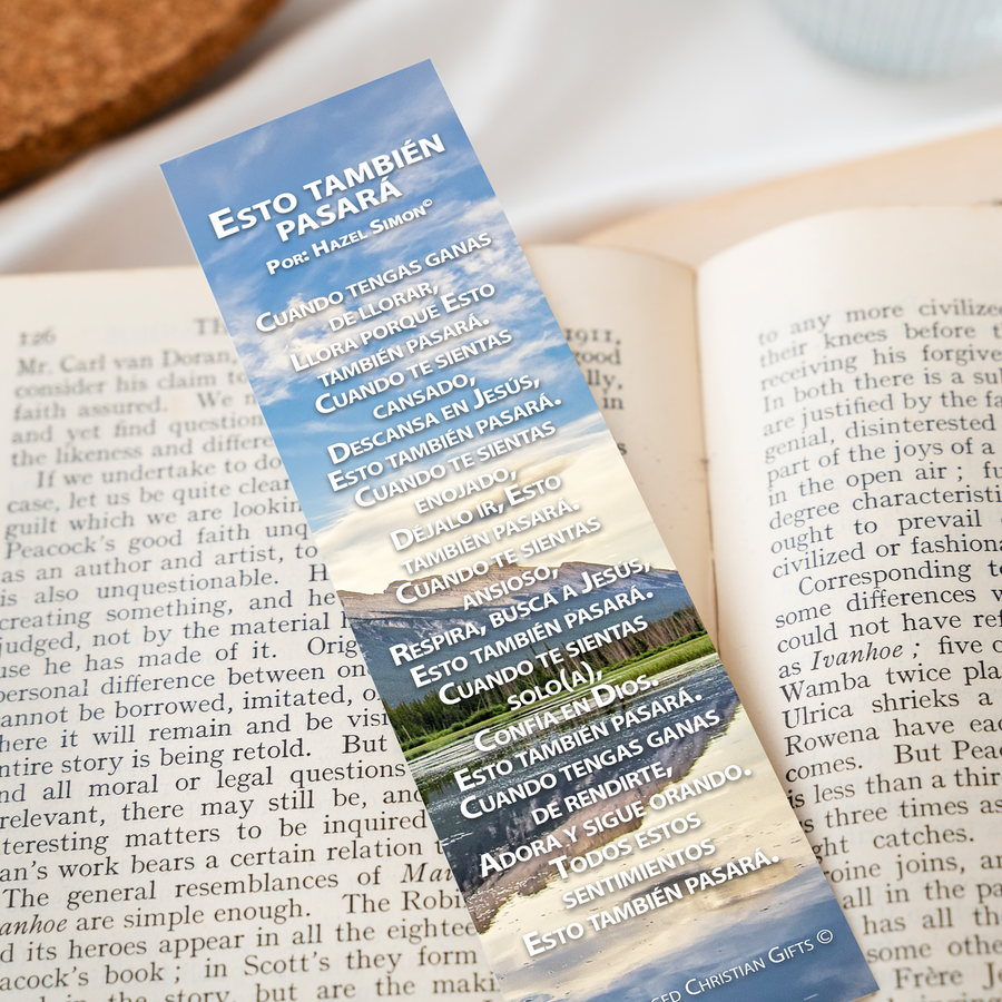 Spanish Inspirational Encouraging 8X2inch Bookmark with Poem (This Too Shall Pass) Packs | Marcador en Español con el Poema Esto también pasará