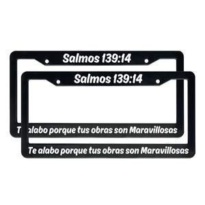 Salmos 139:14 Christian Spanish License Plate Frame | Porta Placas Cristiano para Matriculas en Español