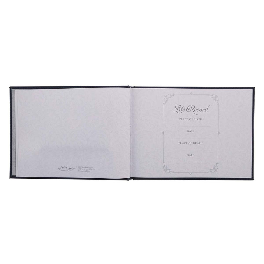 In Loving Memory Navy Faux Leather Guest Book