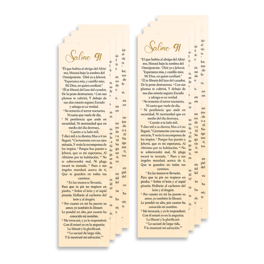 Spanish Christian 8X2inch Bookmark with Bible Verse (Psalm 91) Packs | Marcador en Español con el Salmo 91