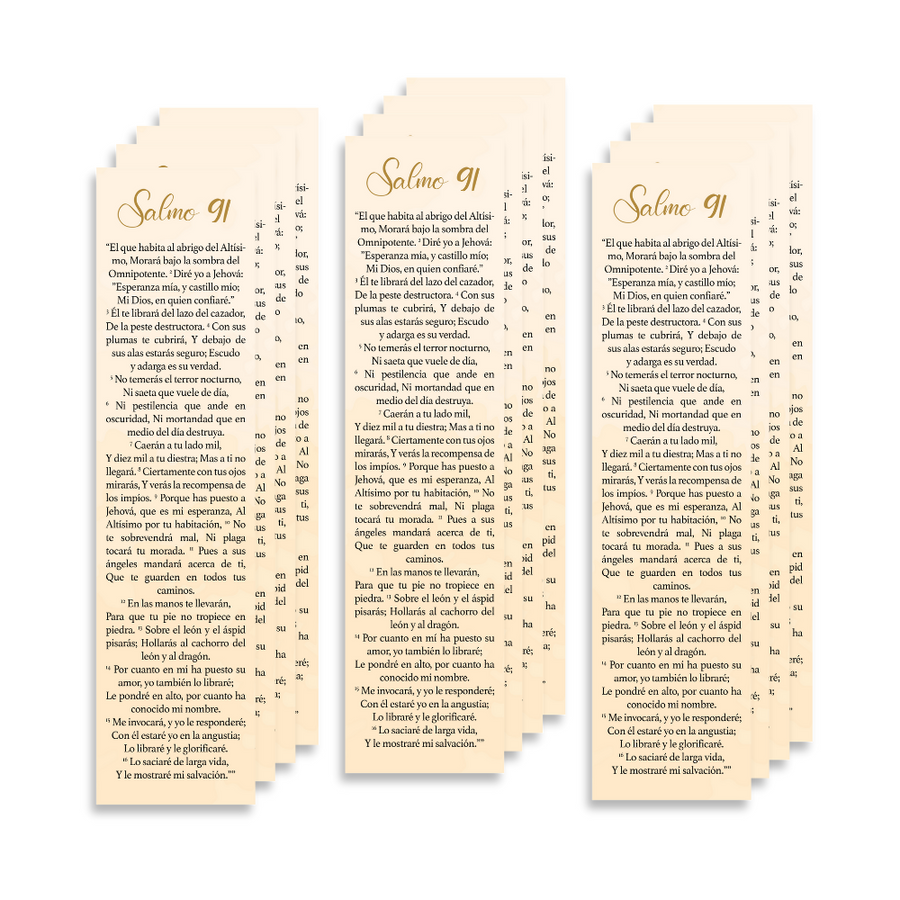 Spanish Christian 8X2inch Bookmark with Bible Verse (Psalm 91) Packs | Marcador en Español con el Salmo 91