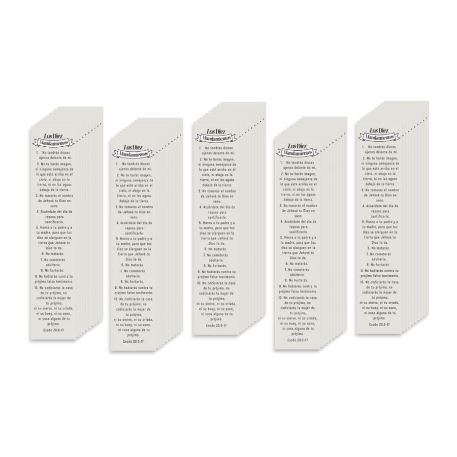 Spanish 7x1.5inch Christian Bookmark The Ten Commandments | Los Diez Mandamientos