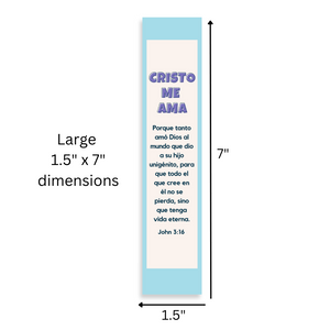 Spanish 7x1.5inch Christian Bookmark for Evangelism Churches in Packs | Cristo Me Ama Juan 3:16 John 3:16