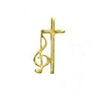 Load image into Gallery viewer, Gold G Clef &amp; Cross Lapel Pin
