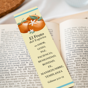 Spanish Christian Bookmark with Bible Verse (Galatians 5:22-23); Fruit of the Spirit Spanish Bookmark | Fruto Del Espiritu Marcador en Español