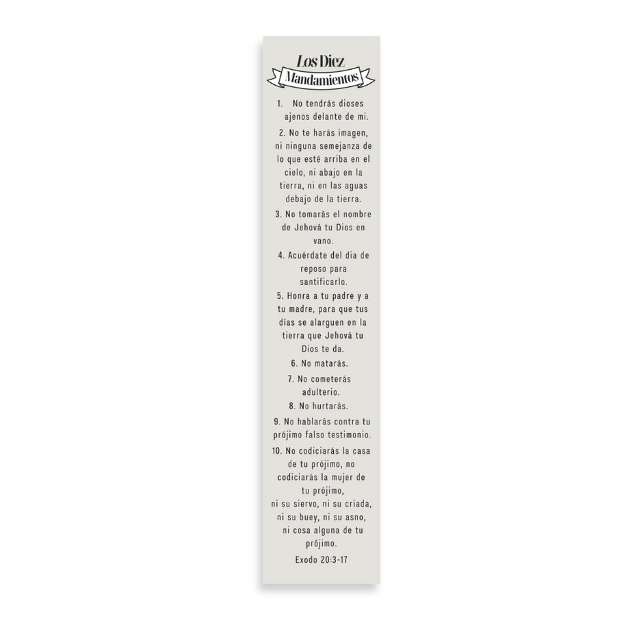 Spanish 7x1.5inch Christian Bookmark The Ten Commandments | Los Diez Mandamientos