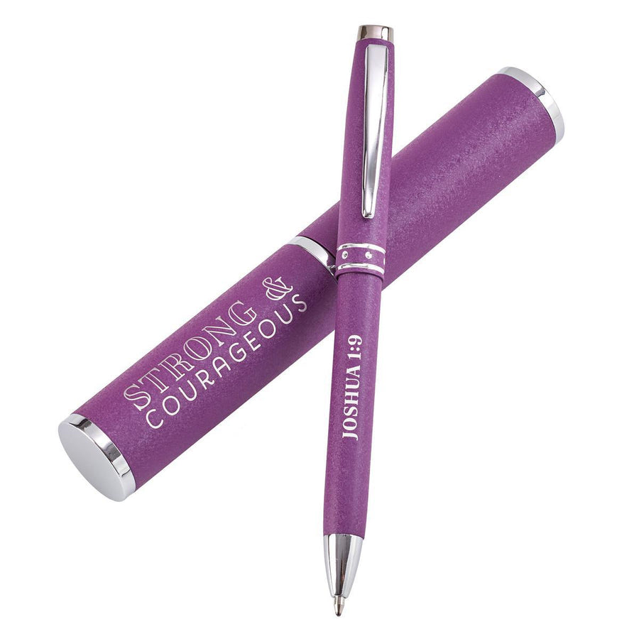 Strong & Courageous Joshua 1:9 Purple Gift Pen