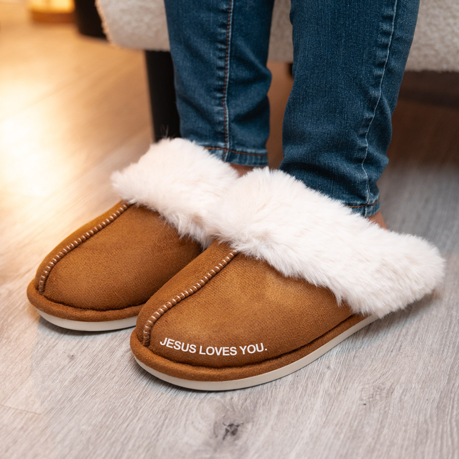 Christian Slipper with Foam NonSlip Sole for Women. "Jesus Loves You."