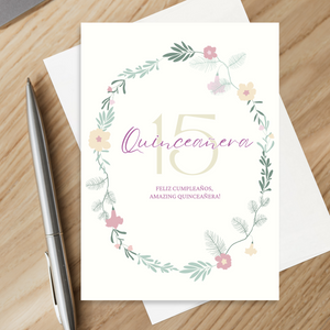 Spanish Quinceañera 15th | 5’X7’ Birthday Card for 15 Year Old