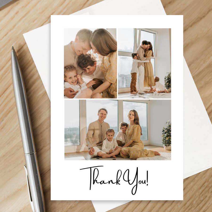 Personalized 5’X7’ Thank You Card Custom Your Photo Image Upload Your Text with 3 Images