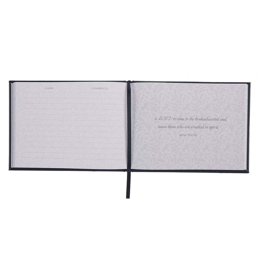 In Loving Memory Navy Faux Leather Guest Book