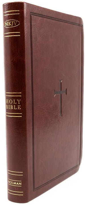 Personalized NKJV Compact Ultrathin Bible Brown Cross LeatherTouch Indexed