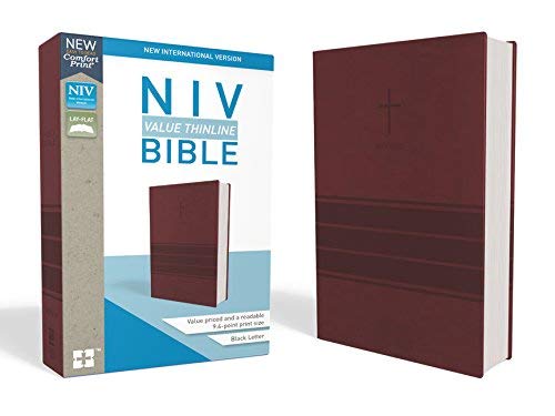 Personalized NIV Value Thinline Bible with Cross Burgundy Leathersoft New International Version