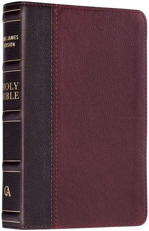 Personalized KJV Merlot & Burgundy Two-Tone Full Grain Leather Compact