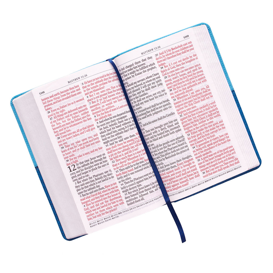 Personalized KJV Giant Print Bible Two-Tone Blue Faux Leather w/Ribbon Marker King James Version