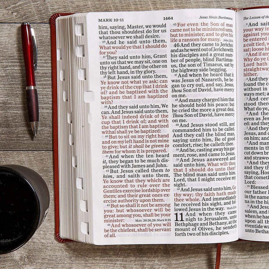 Personalized KJV Super Giant Print Reference Bible Indexed Red Letter Concordance Easy-to-Read Font