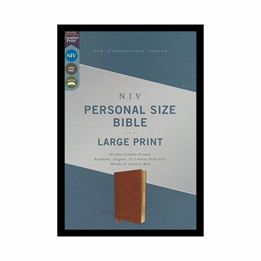 Personalized NIV Personal Size Bible Large Print Leathersoft Brown Comfort Print