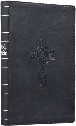 Personalized KJV Holy Bible Black Premium Leather Large Print Thinline