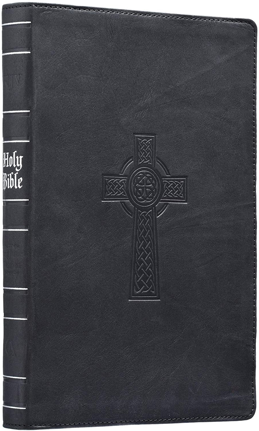 Personalized KJV Holy Bible Black Premium Leather Large Print Thinline