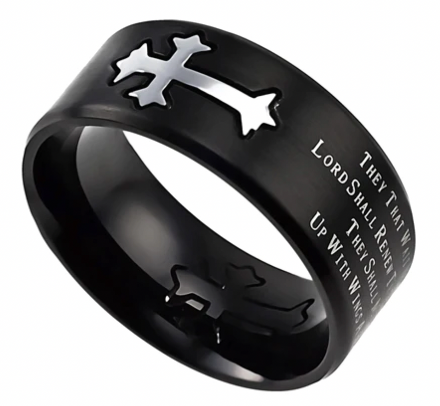 They That Wait Upon The Lord Isaiah 40:31 - Men's Black Neo Ring