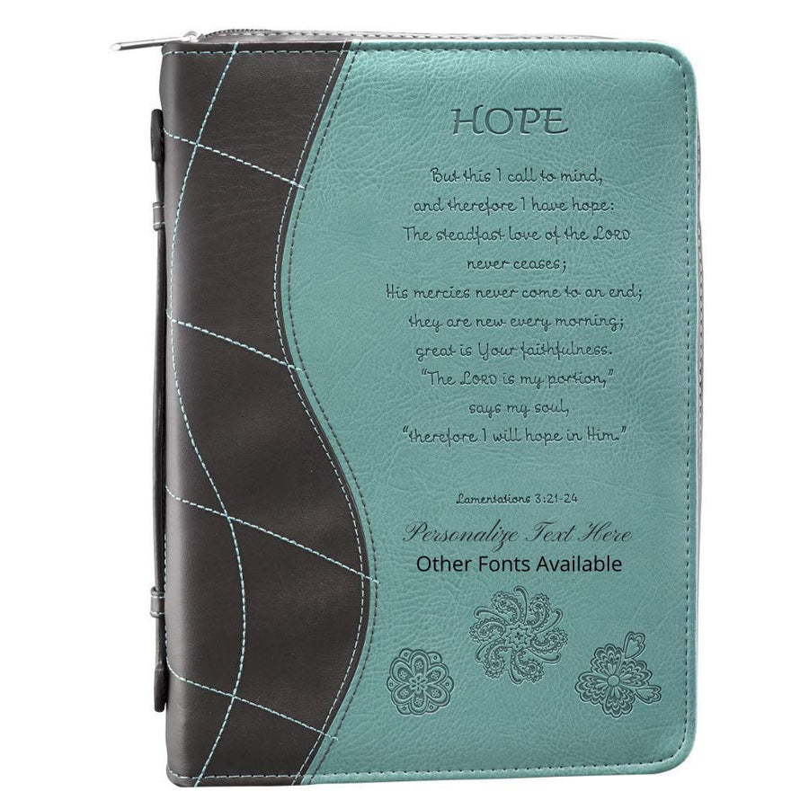 Lamentations 3:21-24 Faux Leather Turquoise Personalized Bible Cover For Women