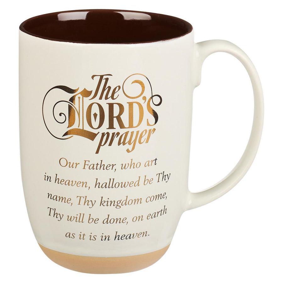 The Lord's Prayer Matthew 6:9-13 White Ceramic Coffee Mug with Exposed Clay Base