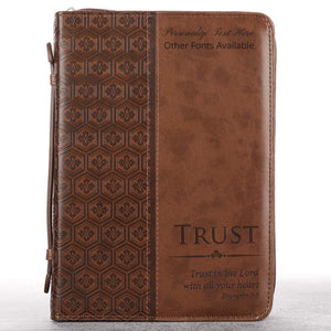 Proverbs: 3:5 Faux Leather Brown Personalized Bible Cover for Women