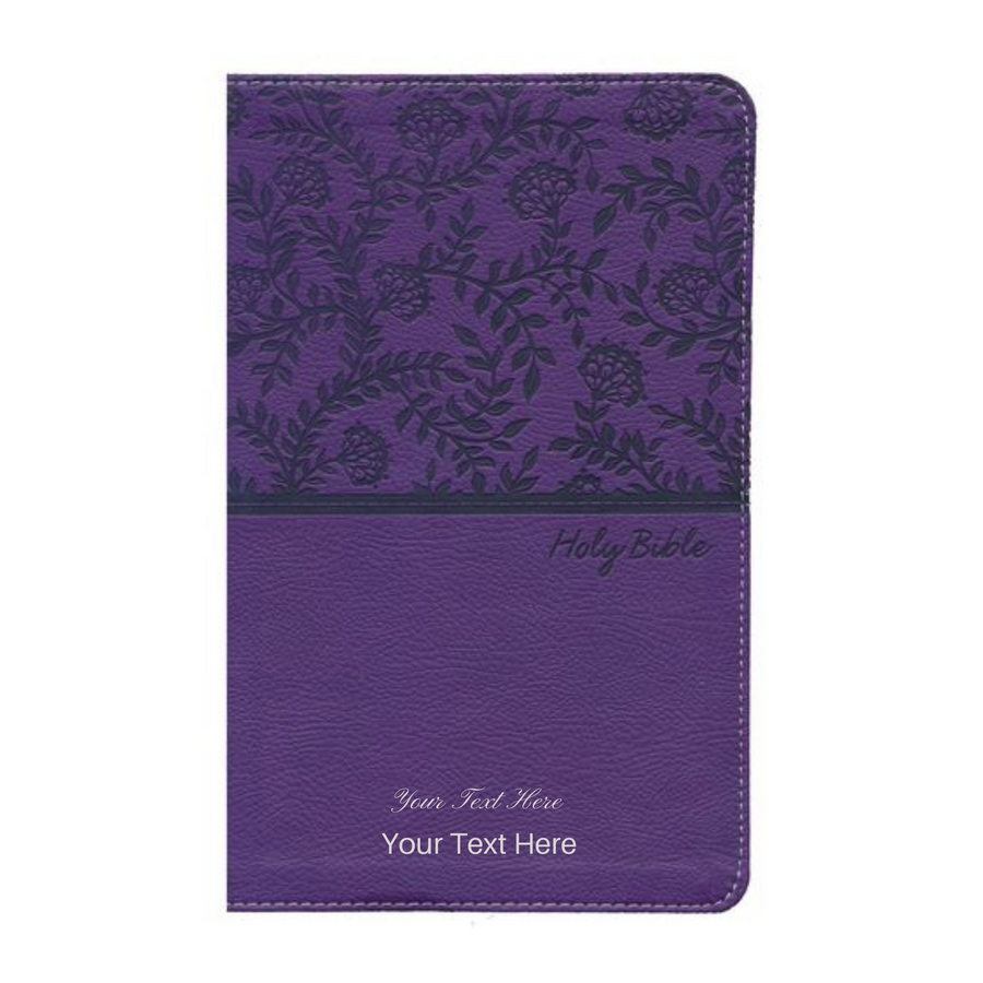 Personalized Custom Text Your Name NKJV Deluxe Gift Holy Bible Leathersoft Purple New King James Version