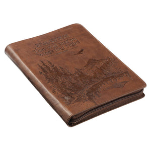 Soar Isaiah 40:31 Brown Faux Leather Zipper Journal