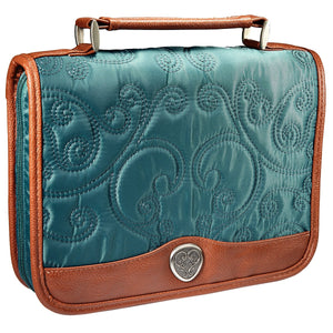 Classic Quilt Stitched Micro-Fiber Bible / Book Cover (Medium, Teal)