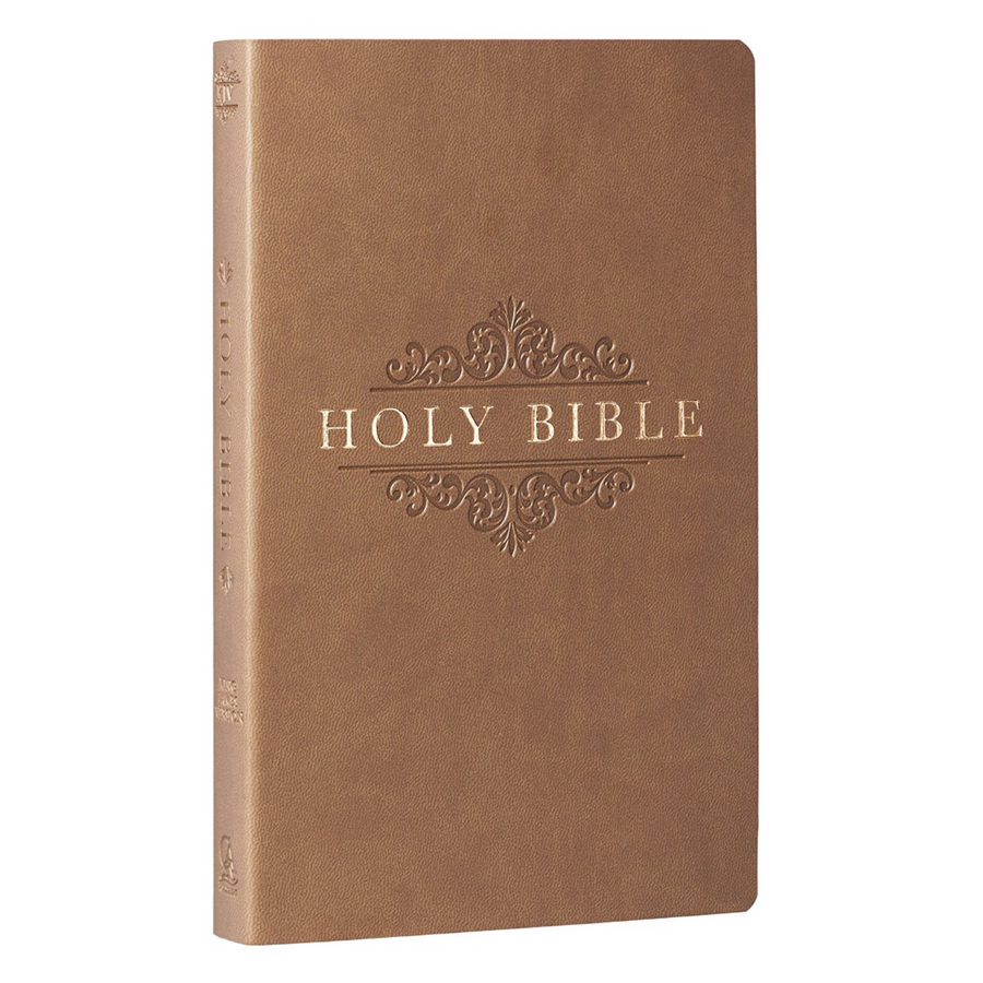 Personalized Custom Text Your Name KJV Budget Gift and Award Faux Leather Tan Softcover Bible King James Version