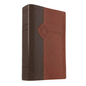 Personalized The Living Bible Large Print Edition TuTone Brown Leatherlike