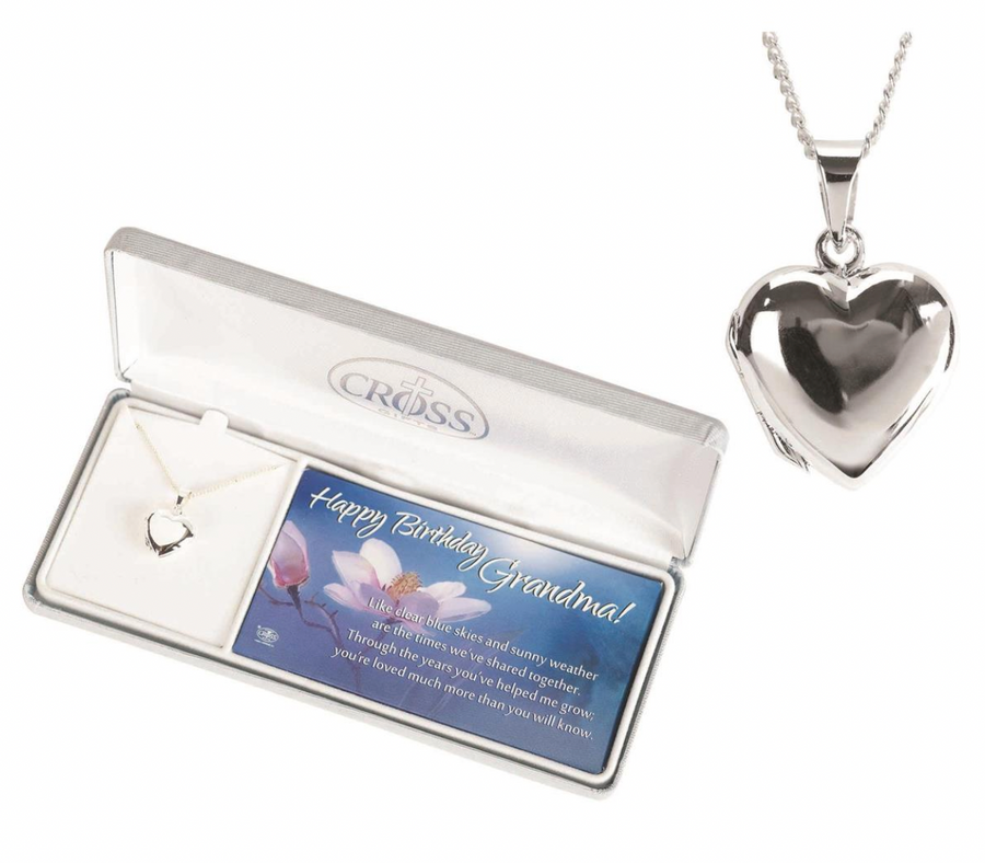Happy Birthday Grandma Silver Plated Heart Necklace