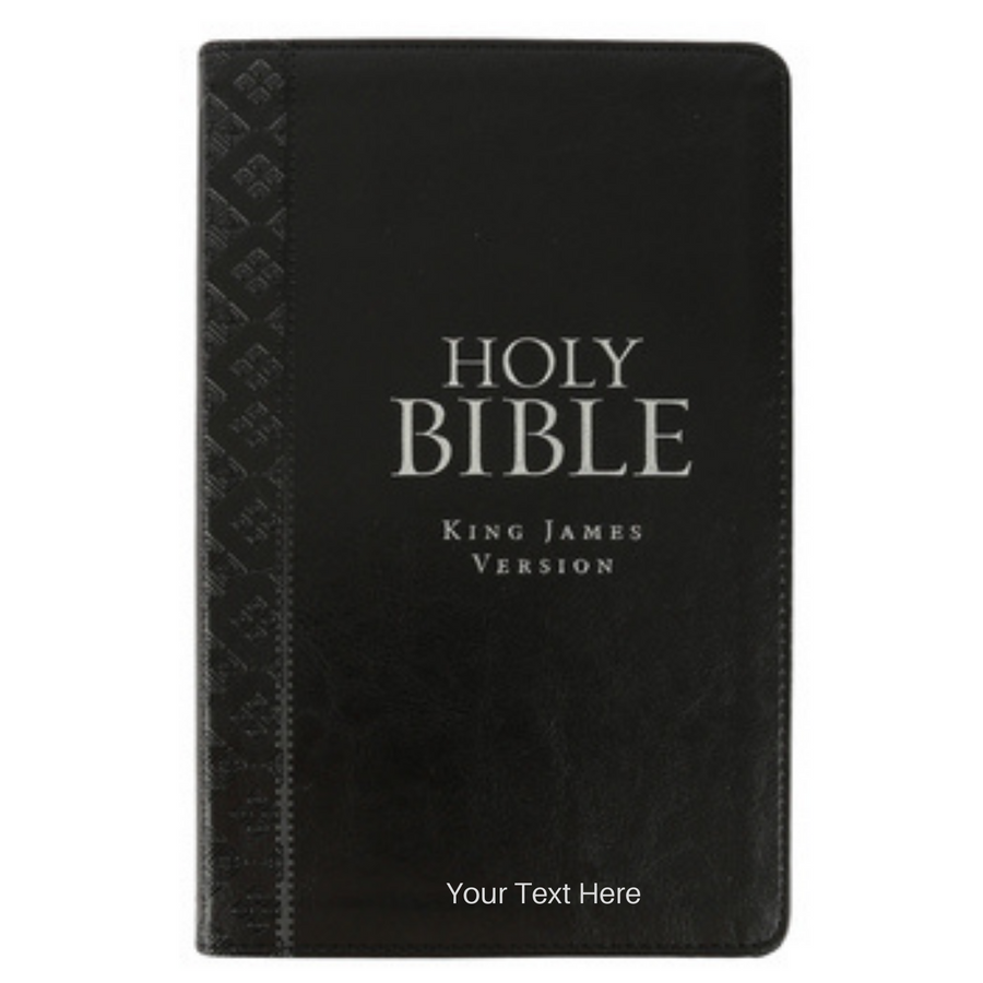 Personalized Custom Text Your Name KJV Holy Bible Thumb Index Edition Standard Size Black King James Version