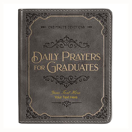 Personalized Custom Text Your Name Daily Prayers for Graduates Devotional Gray Faux Leather