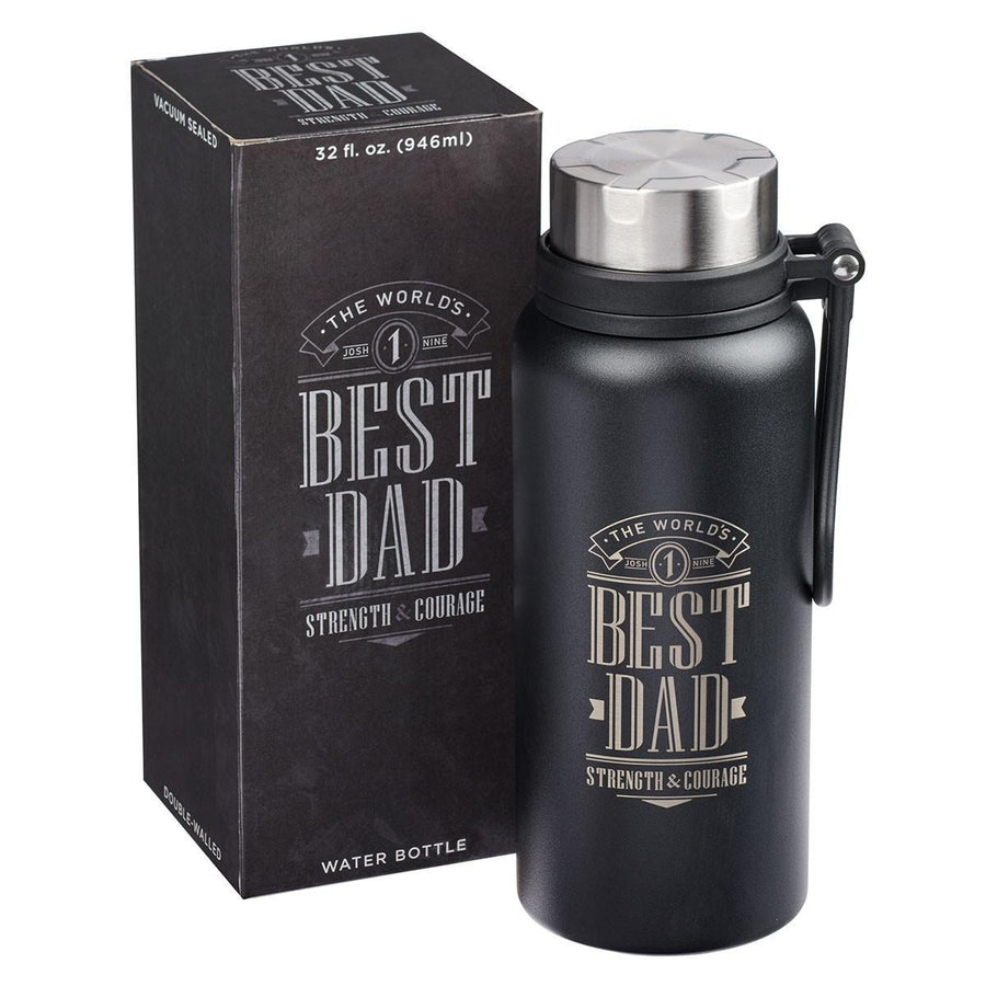 The World's Best Dad Joshua 1:9 Stainless Steel Water Bottle