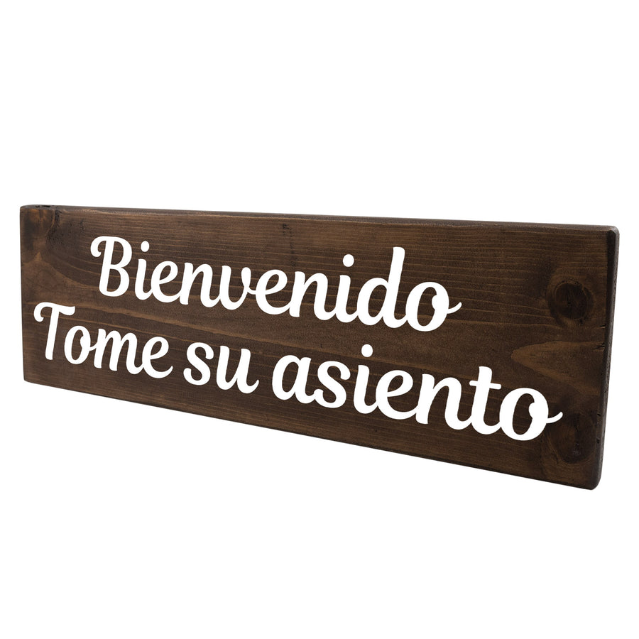 Bienvenido Tome su asiento Spanish Wood Decor