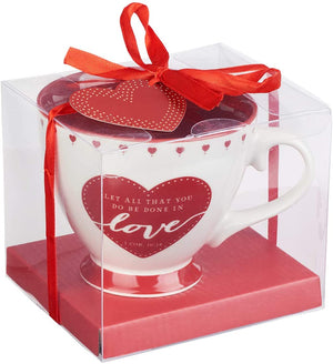 Red/White Ceramic Love Coffee Mug w/Scripture Message Gift Box – 1 Corinthians 16:14