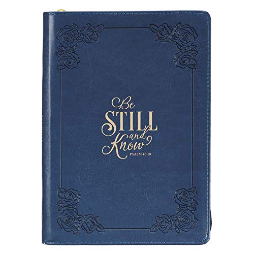 Be Still and Know Psalm 46:10 Navy Blue Faux Leather Journal