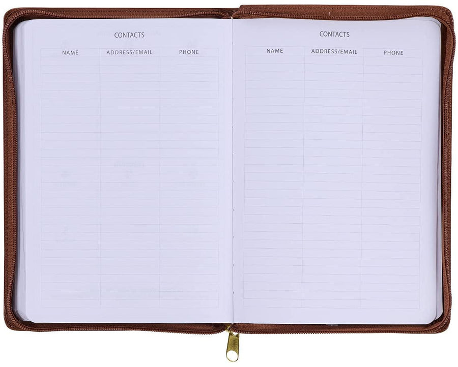 Personalized 2022 Refuge and Strength Brown Faux Leather Zippered Executive Planner