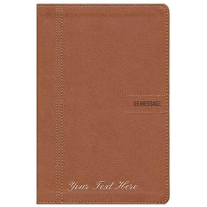 Personalized The Message Slimline Leather-Look Saddle Tan The Bible in Contemporary Language