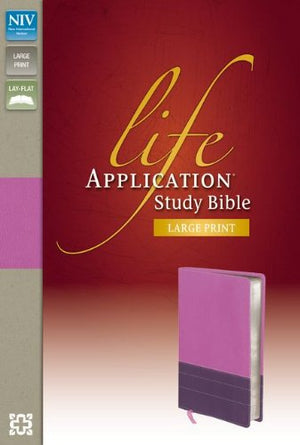 Personalized Bible NIV Life Application Study Bible Large Print Indexed Italian Duo-Tone Purple/Pink